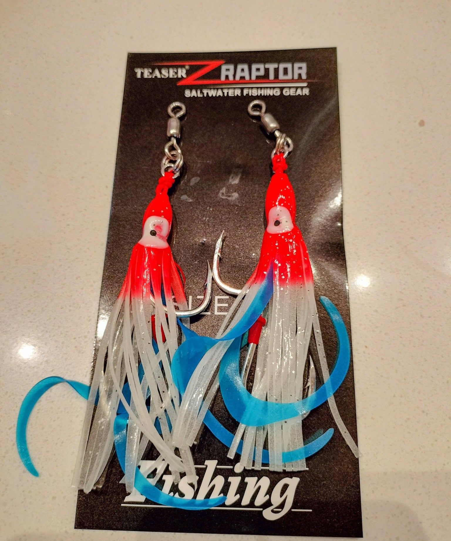 Raptor Z High Quality Jigging Lure Double Assist hook with Squid Skirt Luminous - Gr8nzlife