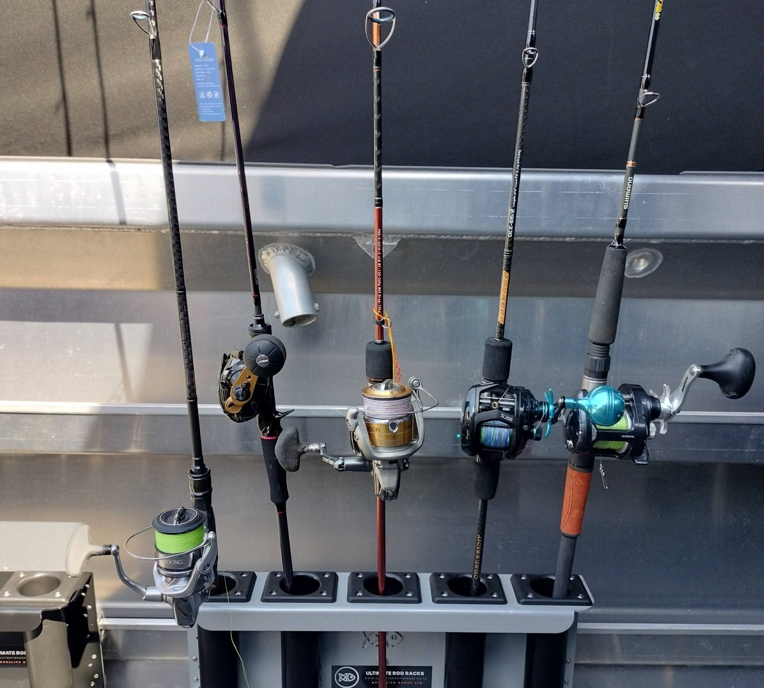5 Rod racks in senator bottom angled pockets- Rack S4 - Ultimate Rod Racks NZ