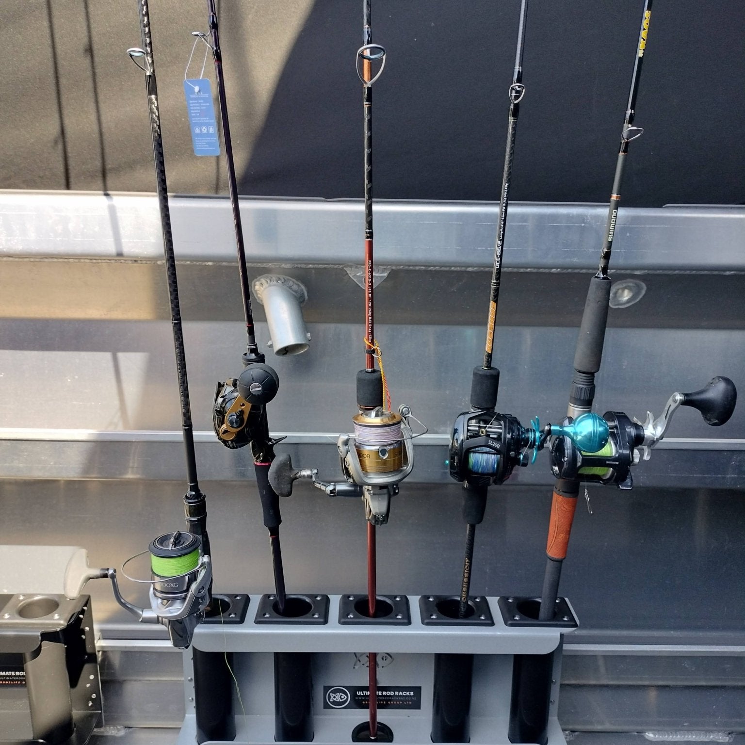 5 Rod racks in senator bottom angled pockets- Rack S4 - Ultimate Rod Racks NZ