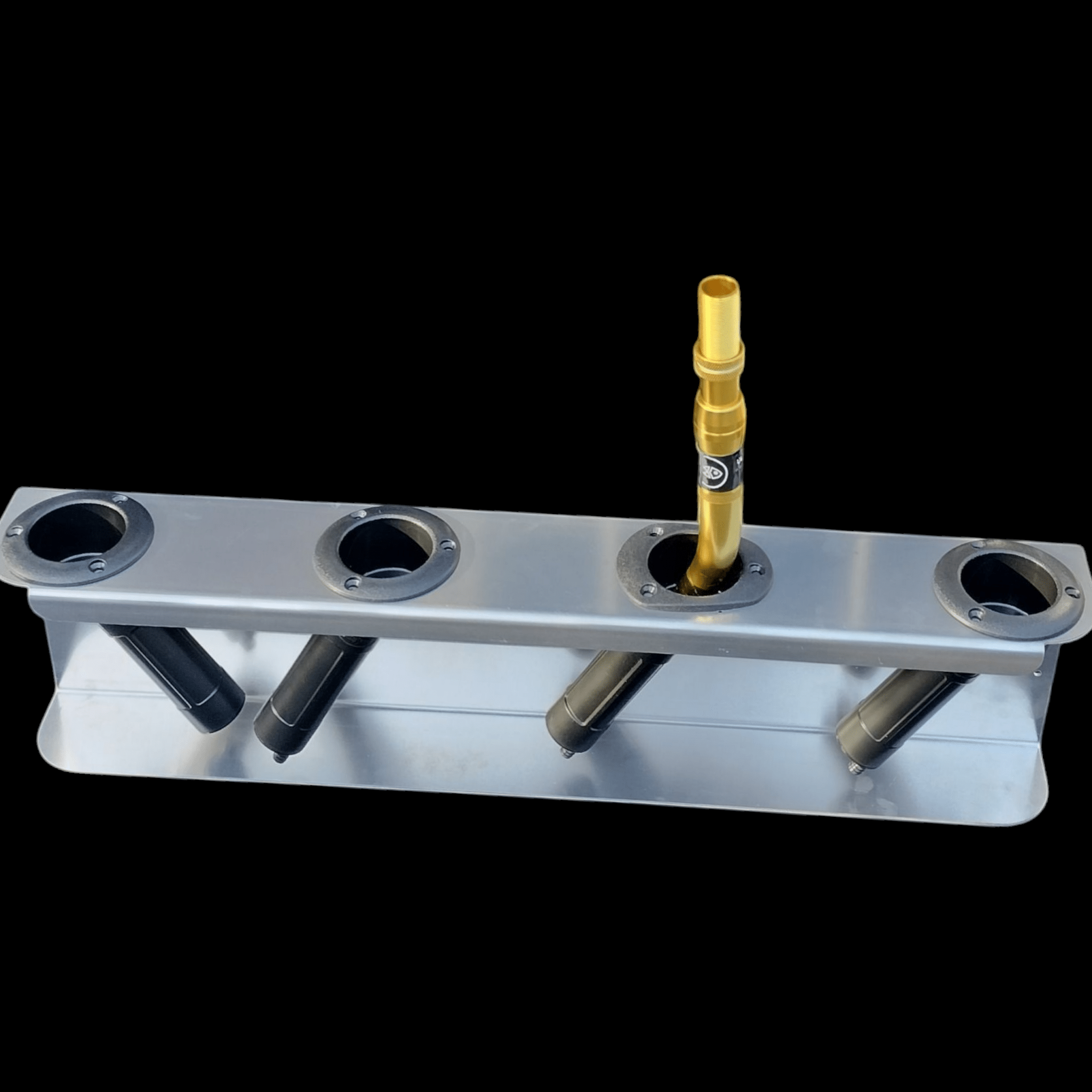 4 x Game Bent Butt rods horizontally - Ultimate Rod Racks NZ allowing to walk past with different set ups available