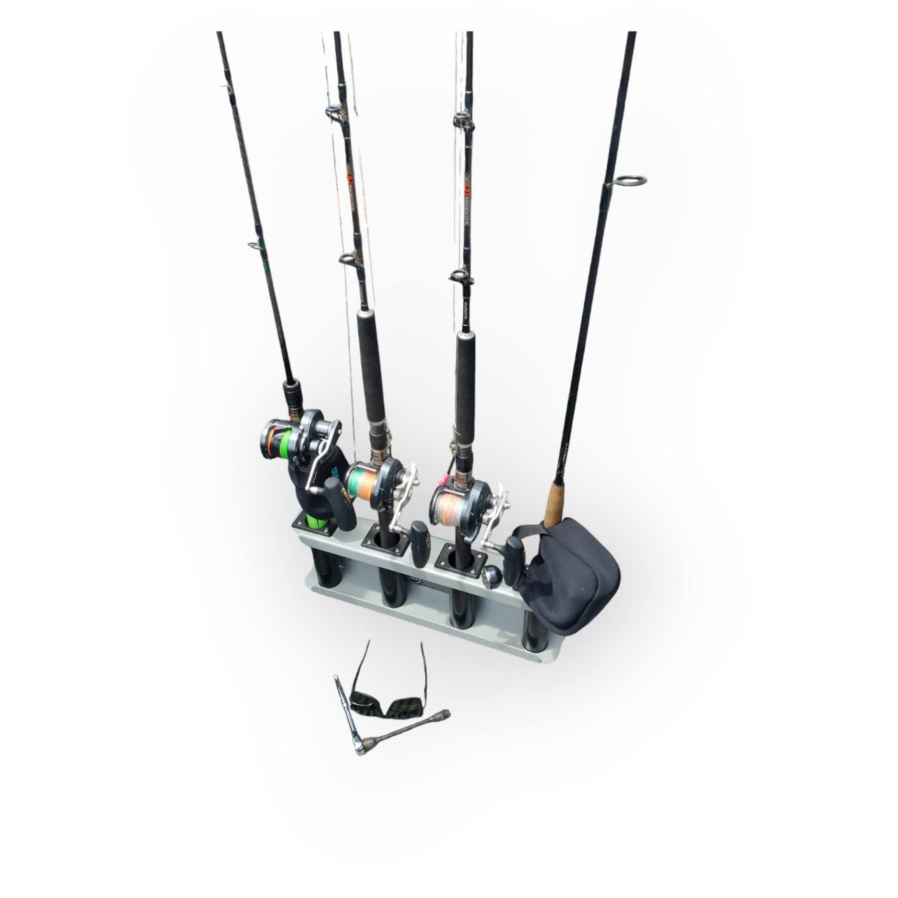 Removable 4 Rod Rack S4 - Ultimate Rod Racks NZ with 150mm centres to cater for larger reels