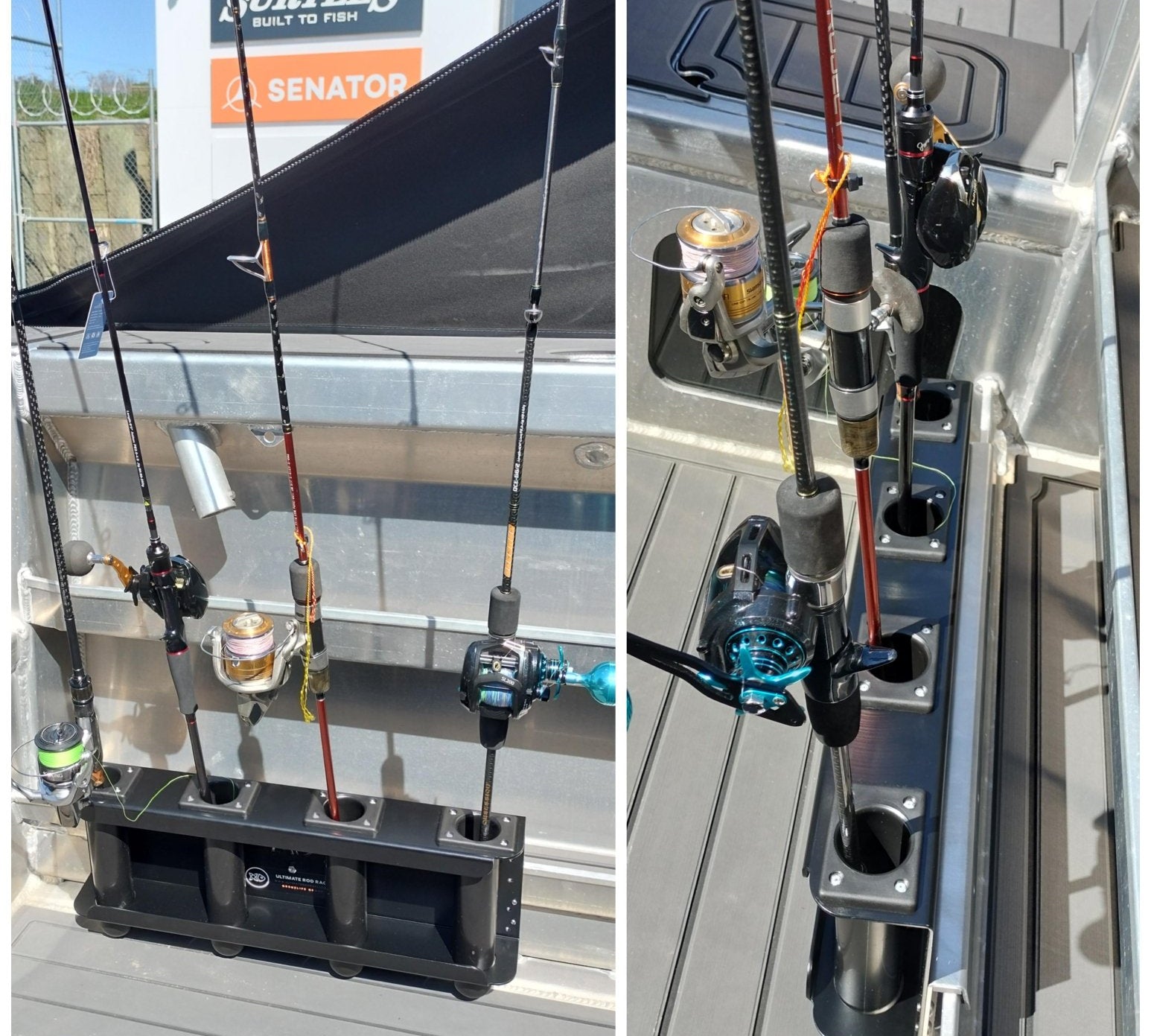 Removable 4 Rod Rack S4 - Ultimate Rod Racks NZ with 150mm centres to cater for senator Boats