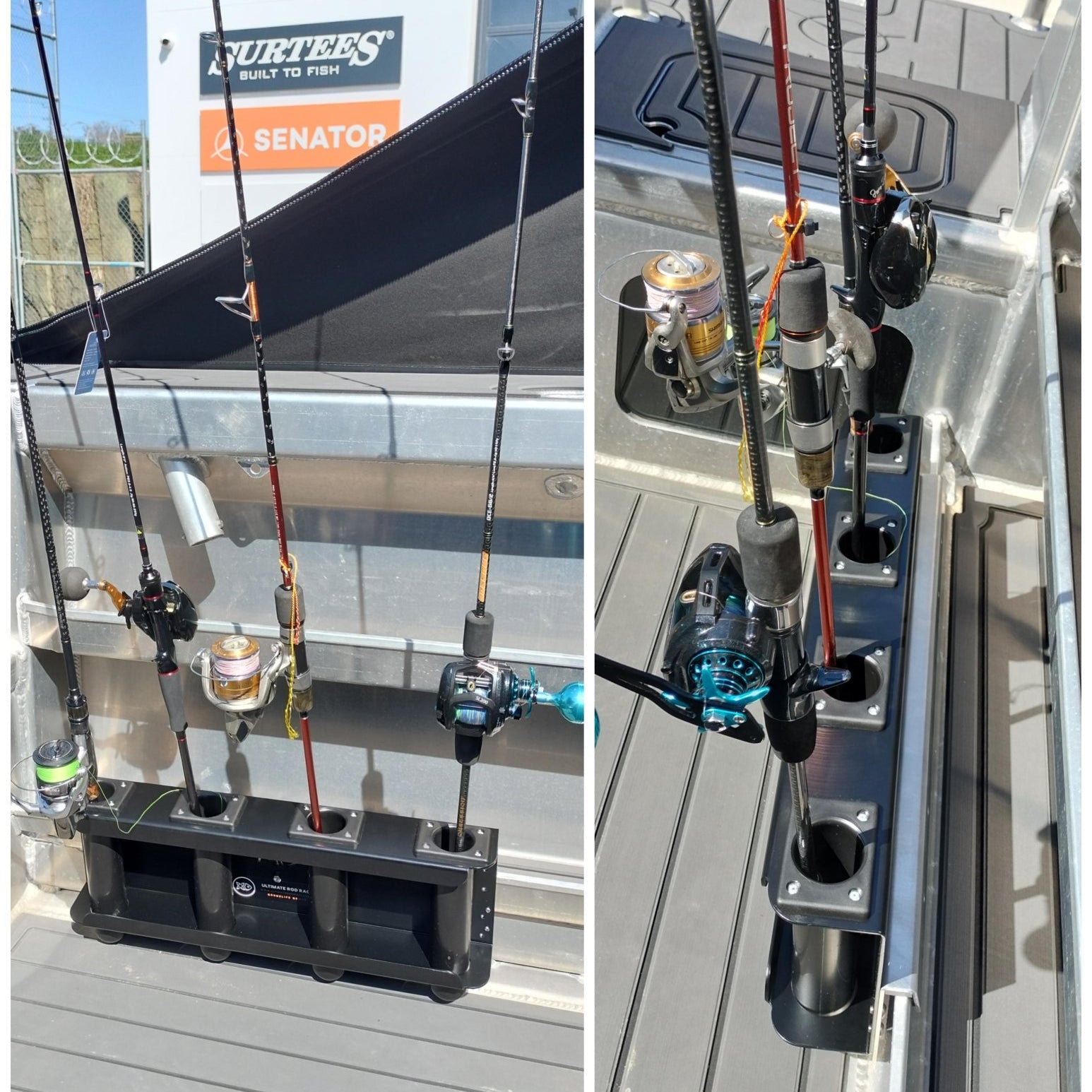 Removable 4 Rod Rack S4 - Ultimate Rod Racks NZ with 150mm centres to cater for senator Boats