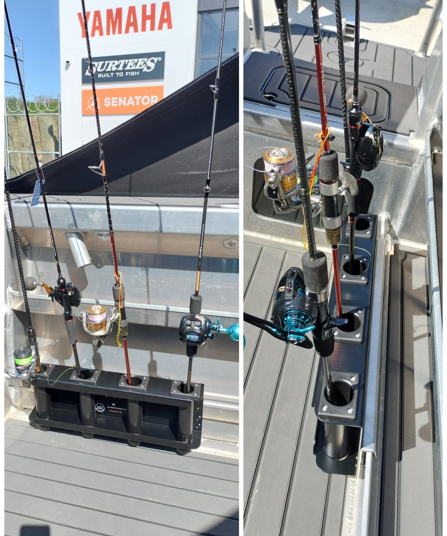 Removable 4 Rod Rack S4 - Ultimate Rod Racks NZ with 150mm centres to cater for senator Boats