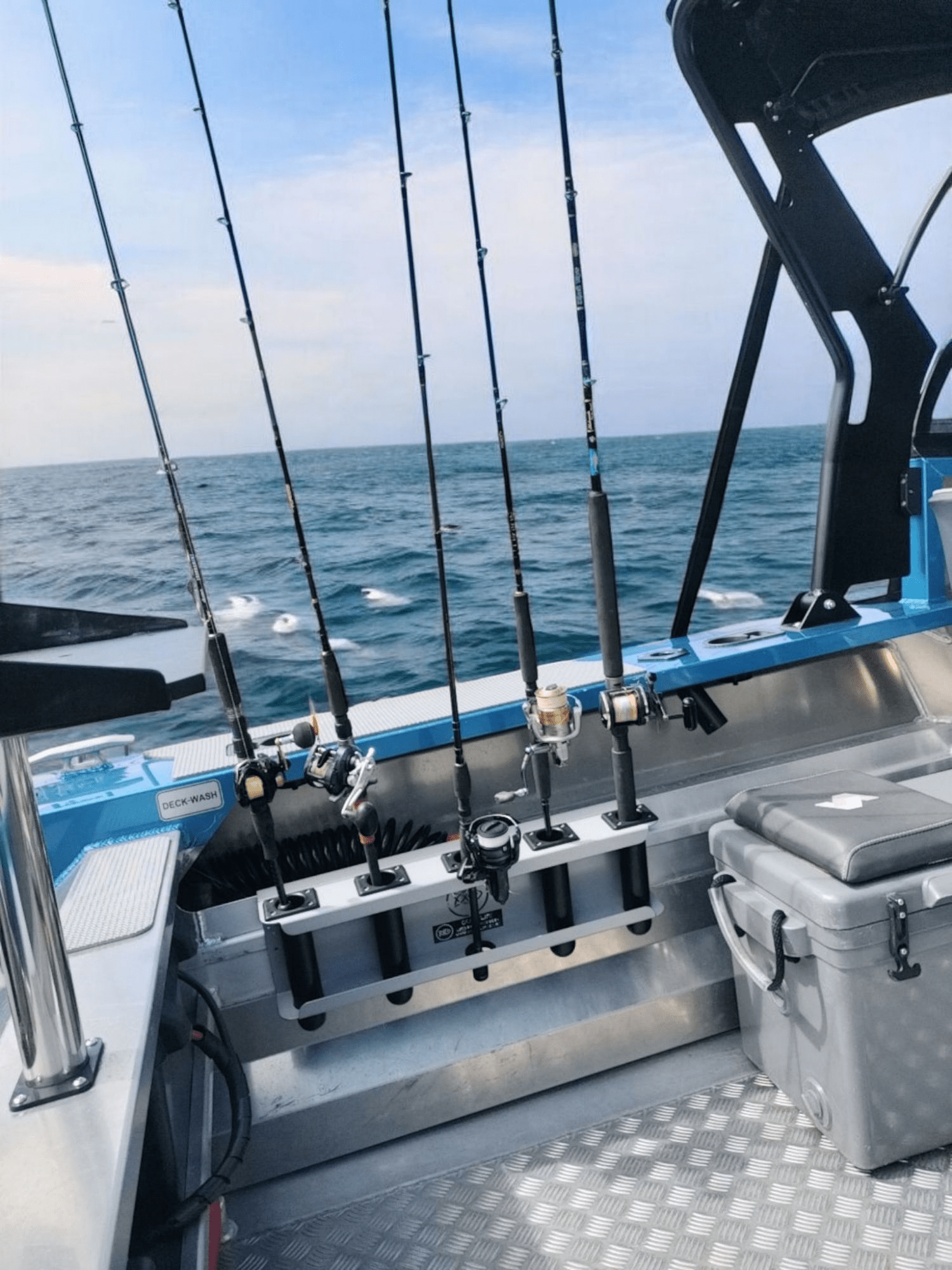 The Hybrid 5 XL on a stabicraft 1550  to get out of the weather and fits all models can be adjusted low or drop straight on
