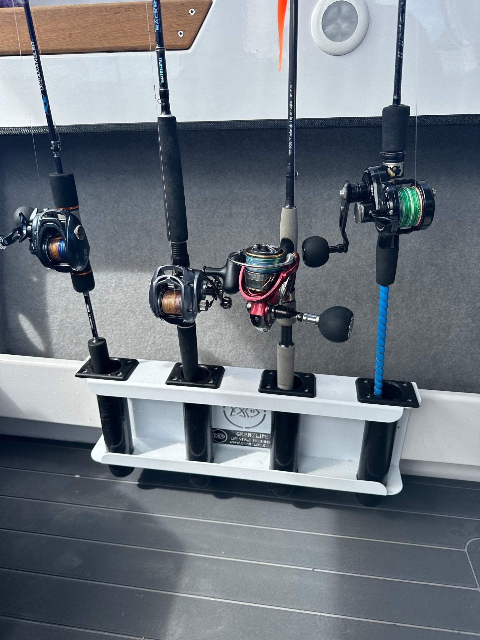 Removable 4 Rod Rack S4 - Ultimate Rod Racks NZ with 150mm centres set up for Haines Hunter