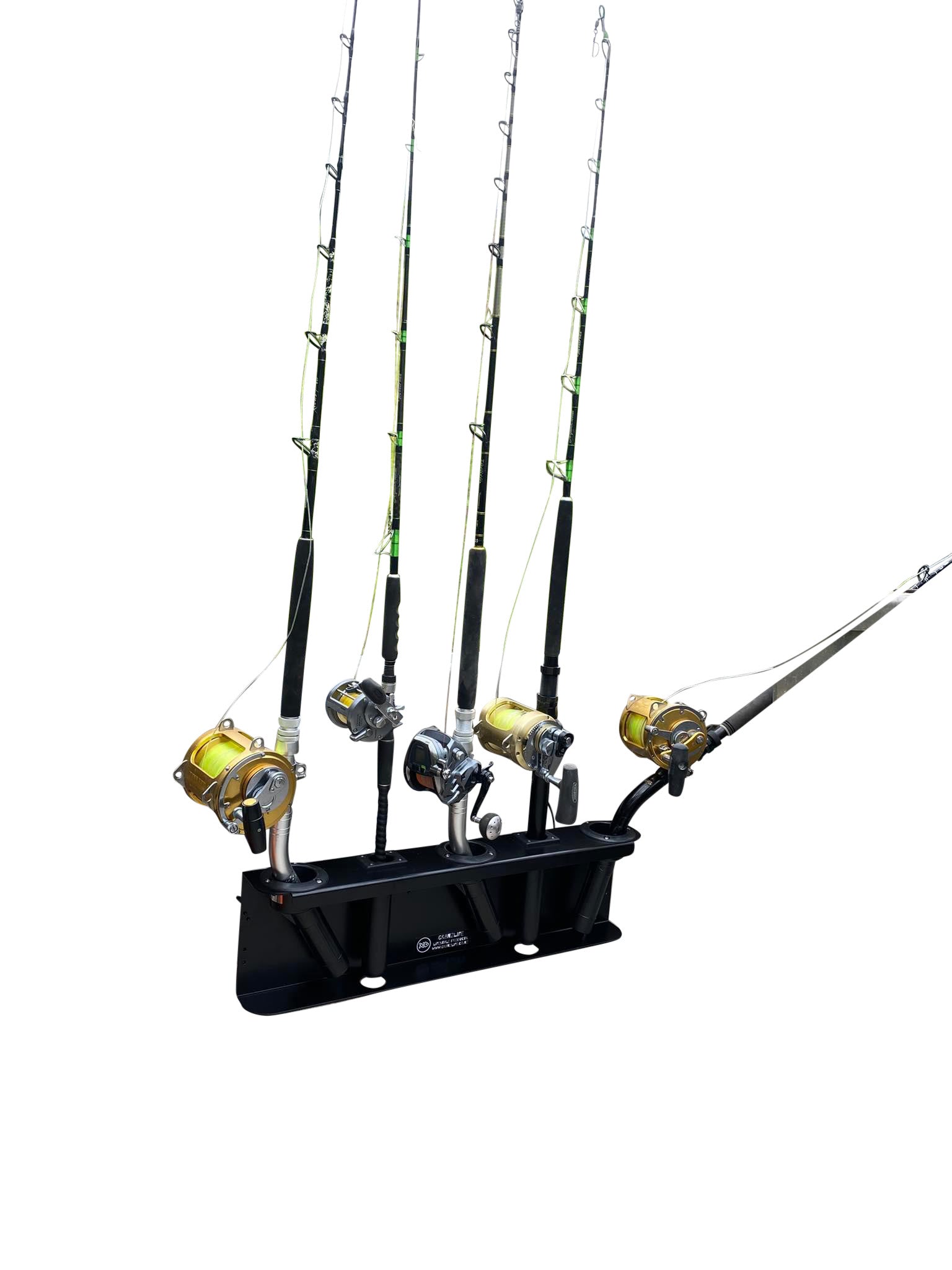 Game Bent Butt hold 3 game racks and two other rods horizontally - Ultimate Rod Racks NZ allowing to walk past