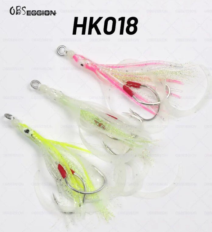 High Quality Jigging Lure Double Assist hook with Squid Skirt Luminous - Gr8nzlife