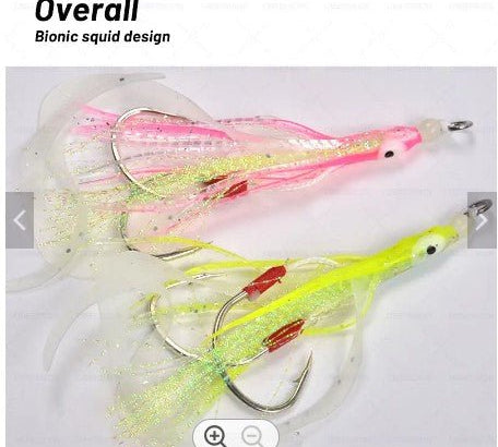 High Quality Jigging Lure Double Assist hook with Squid Skirt Luminous - Gr8nzlife