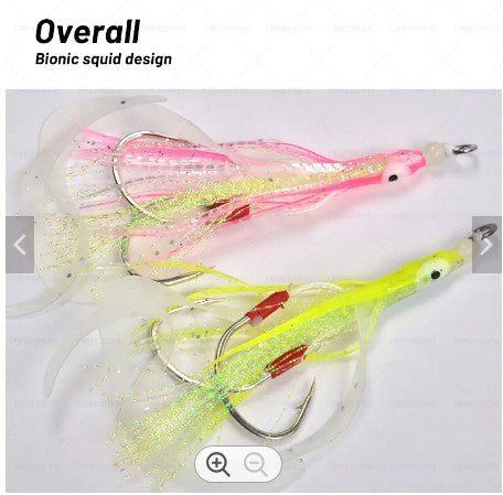 High Quality Jigging Lure Double Assist hook with Squid Skirt Luminous - Gr8nzlife