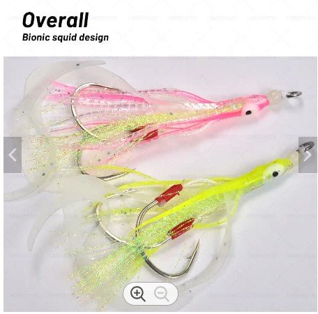 High Quality Jigging Lure Double Assist hook with Squid Skirt Luminous - Gr8nzlife