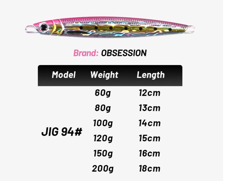 OBSESSION Fast fall Jig Lure Metal - Gr8nzlife