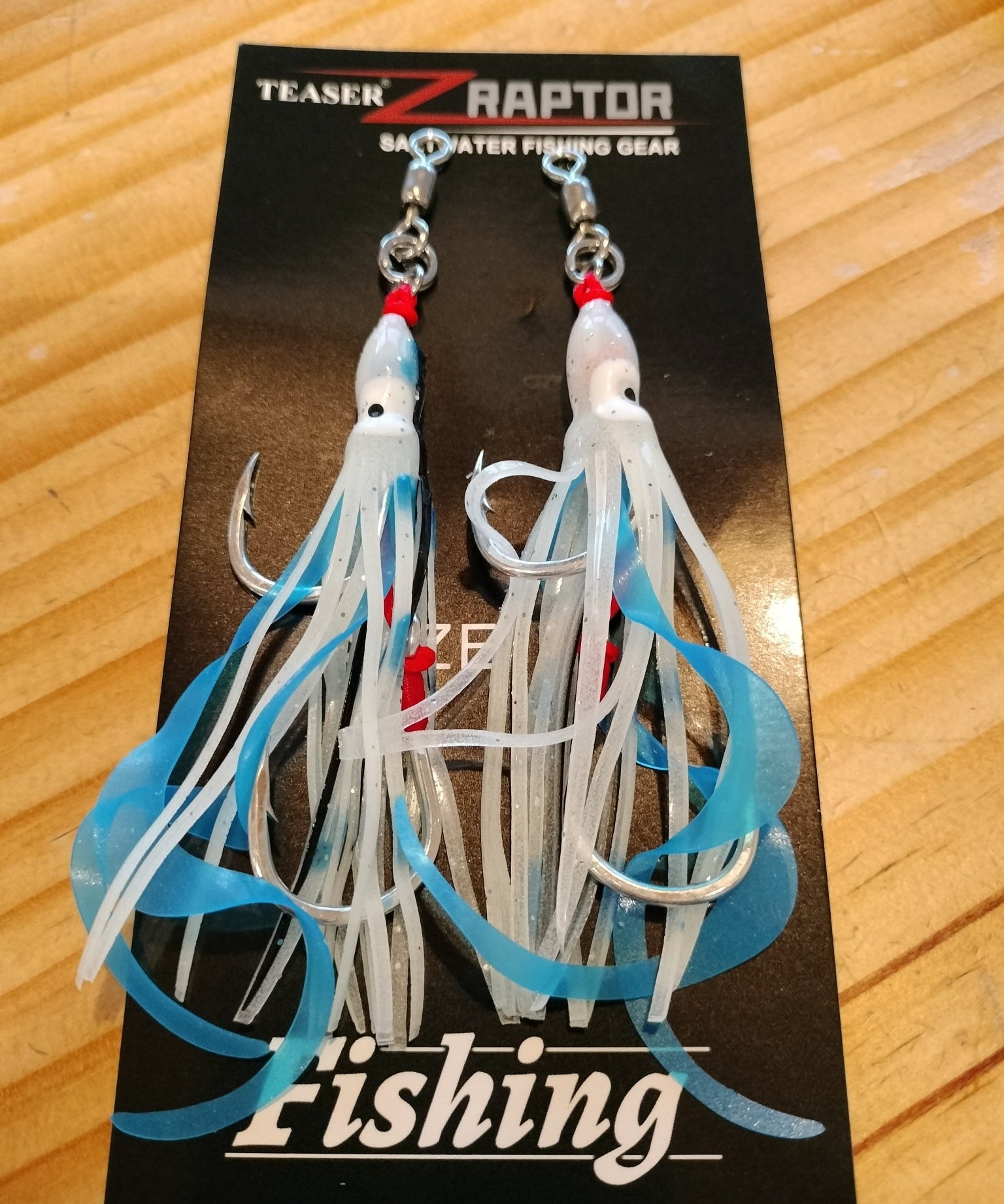 Raptor Z High Quality Jigging Lure Double Assist hook with Squid Skirt Luminous - Gr8nzlife